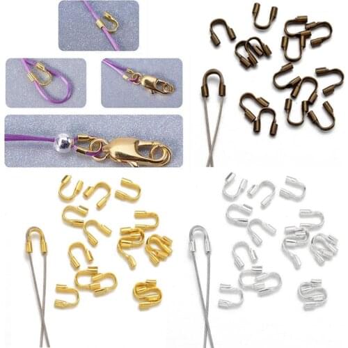 ANGELADY 100Pcs Silver Gold Wire Thread Guardian and Protectors U Shape Jewelry Findings Accessories Parts DIY