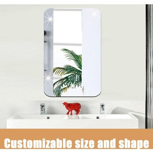 Silver Mirror Wall ins Stickers Reflective Solar Film Mirror Wall Sticker Rectangle Self Adhesive Room Decor Stick On Art
