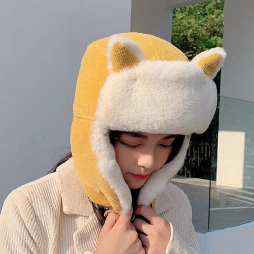 Doitbest Parent-child Boy girl bomber hat windproof warm thick velvet Winter solid Child fur hat kids girls Cycling mask cap