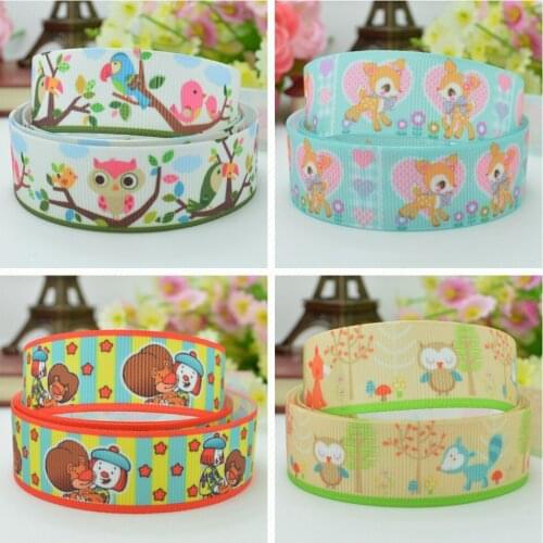 SUPWRF 16 22mm 38 50 75mm Sika deer OWL Printed grosgrain ribbon hair bow DIY hair accessories decoration 50 Yards B0929