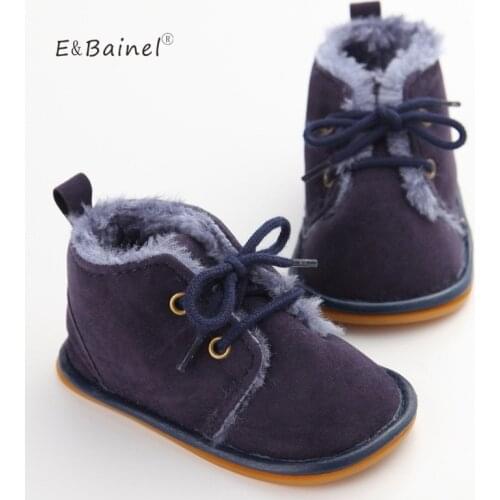 E&Bainel Warm Baby Toddler Boys Fleece Ankle Boot Booties Fleece Crib Shoes Anti-Slip Newborn 0-18M Kid Boy Winter Warm Boot