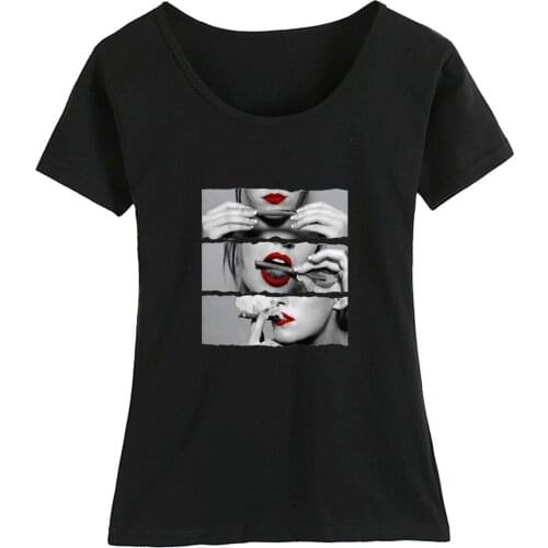 Weed Blunt Hot Sexy Girl Lips Tongue Lick Rolling Smoke Couple Clothes Girl Woman Summer Short-Sleeve T-Shirts ZIIART