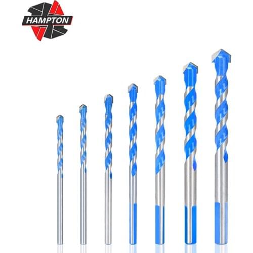 1pc 3-12mm Hreaded Triangle Carbide Round Handle Blue Overlord Drill Wall Tile Concrete Marble Electric Drill Bit for Household