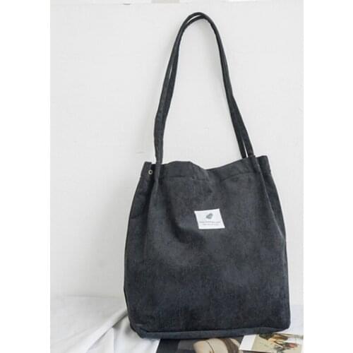 Corduroy Single Shoulder Bag Large Capacity Shopping Bag Female Korean Student Bag Folding Portable Green Bag Shopping Bag