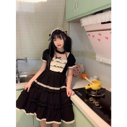 Vintage Lolita Dress light lo Japanese Soft Girl Lolita Tea Party Daily OP Short-sleeved Kawaii Princess Summer Retro Dress