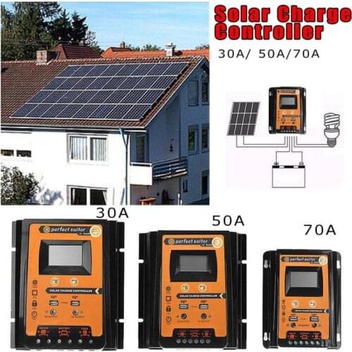 Waterproof Solar Power Charge Controller Dual USB LCD Display MPPT Battery Intelligent 3-stage Automatic Regulator