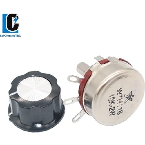 WTH118 2W 1A Potentiometer 10K 330K 470K 1M WTH118-2W Round Shaft Carbon Rotary Taper Potentiometer