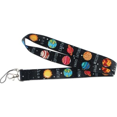 ZF1727 1pcs Space Planet Creative Lanyard Badge ID Lanyards Mobile Phone Rope Key Lanyard Neck Straps Accessories