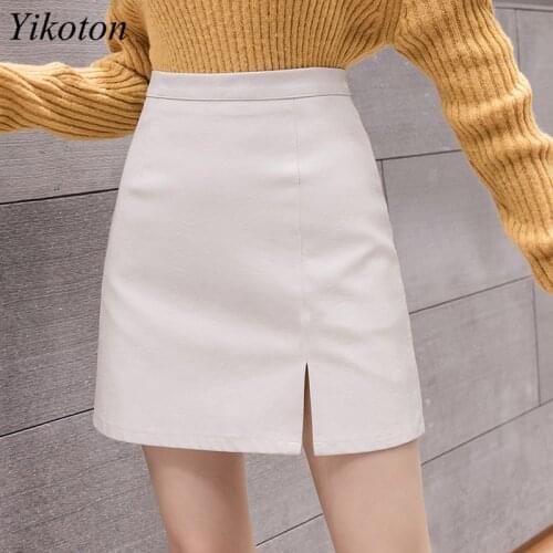 Womens PU Leather skirt 2021 Autumn And Winter New Washed PU Leather Skirt Sexy Mini Skirts Slimming Safety Liner Shorts Skirt