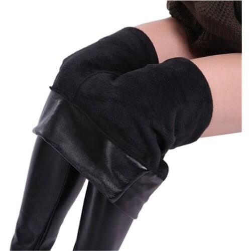 S-2XL Winter Leather Leggings Women Pants High Waist Warm Leggings Thick Velvet Women Leggins Push Up Legging