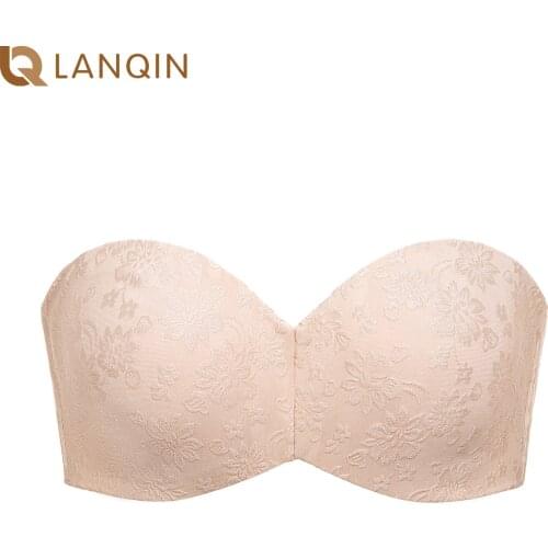 Womens Floral Jacquard Non-padded Underwire Minimizer Multiway Strapless Bra Plus Size A-G