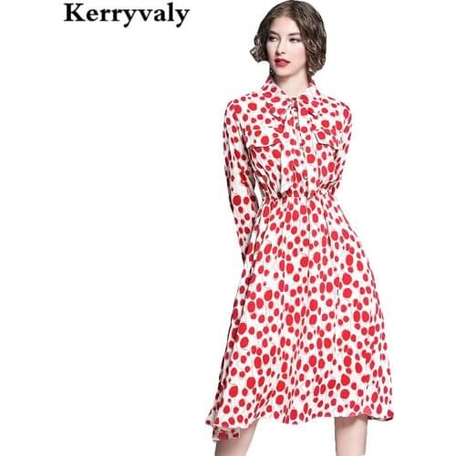 New French Elegant Fashionable Red Print Polka Dot Dress Vestidos Mujer Verano 2021 Long Sleeves Midi Party Dress K6840