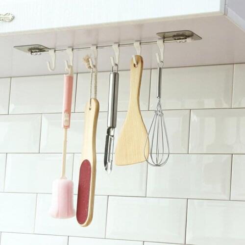 1 Pcs Kitchen Shelf Storage Rack Cupboard Cup Holder Firm Hang Organizer Hook For Bathroom Towel Hook Organization