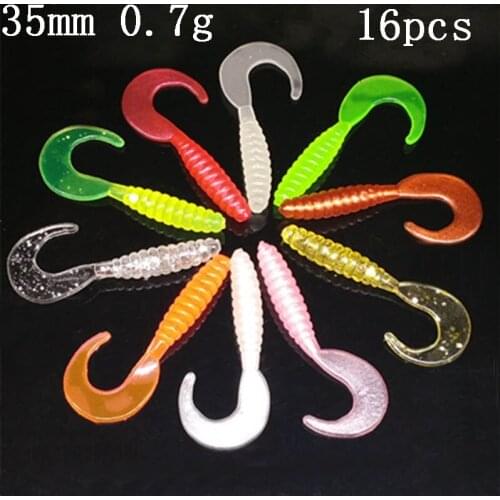 16pcs 35mm 0.7g Small Isca Artificial Soft Lure Wobblers Bait Silicone Fishing Lure Sea Bass Carp Fishinglure Peche Ilure