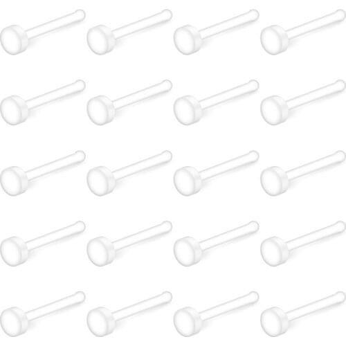 JFORYOU 20G Clear Bioflex Nose Bone Ring Stud Retainer Body Jewelry Piercing Top Flat 2mm 2.5mm 3mm 20-30PCS