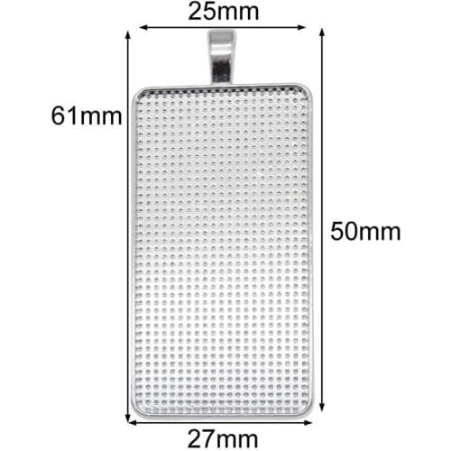 Julie Wang 5PCS Rectangle Tray Charms Cabochon Base Settings Alloy Blank Bezel Jewelry Making Accessory Inner Size 25*50mm