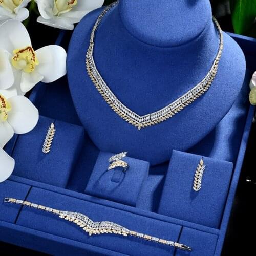 Be 8 4 PCS Sets Luxury Shinny Cubic Zirconia Queen Women Jewelrt Sets Bridal Fashion Jewelry Wedding Party Necklace Set S503
