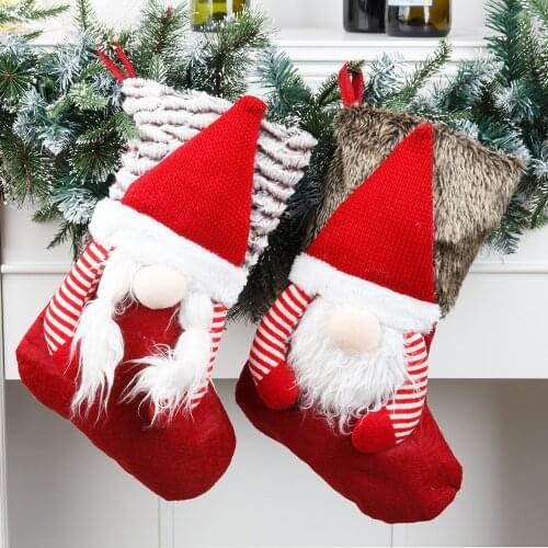 Large Christmas Stocking Christmas Candy Gift Bag Doll Xmas Decoration Socks Santa Claus Socks Fireplace Home Decor