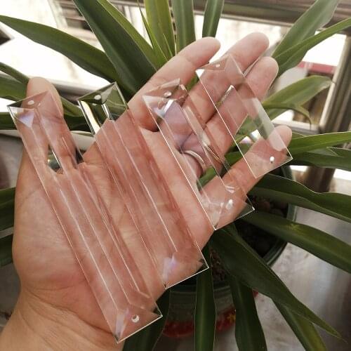 Camal 10pcs 63/76/100/120/150mm Triangle Strip Crystal Pendant Prism Lamp Lighting Hanging Chandelier Suncatcher Wedding Party