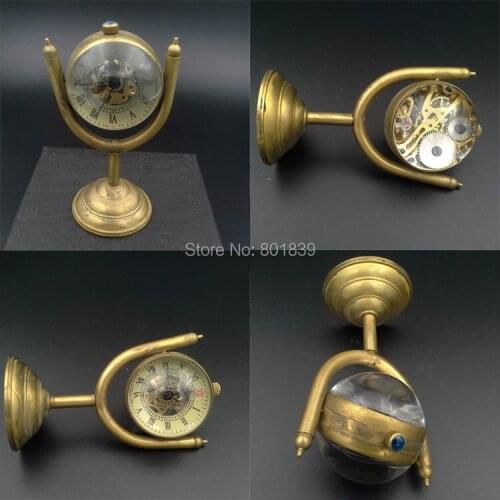 Crystal Ball Watch Bronze Tone Skeleton Clock Nice Xmas Gift Wind Up Mechanical Watch Wholesale Price H040