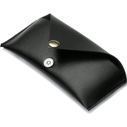 Kachawoo black leather glasses case hard portable high quality button box protector glasses accessories fashion 2018 wholesale