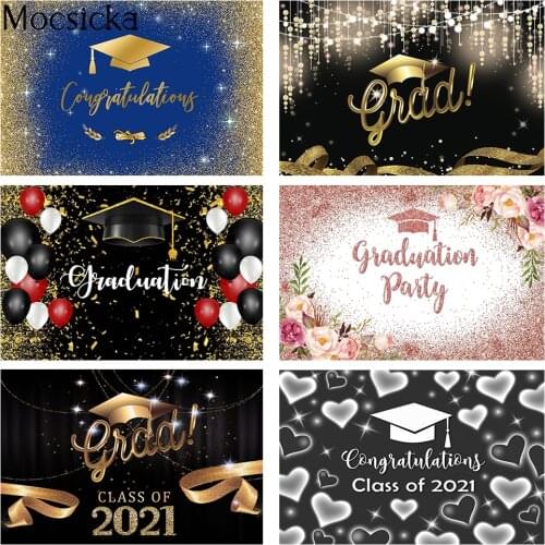 Graduation Party Backdrop Decoration Class of 2021 Cake Table Photo Background Congratulations Grad Grads Cap Photography Props
