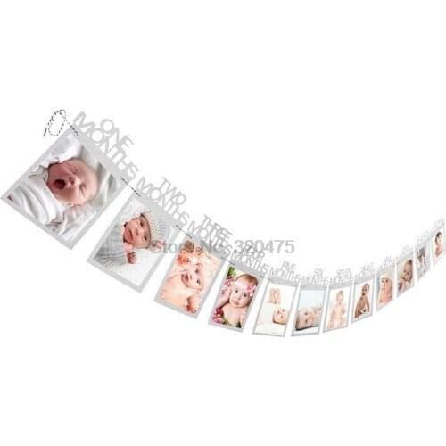 DHL 50set Photo folder Kids Birthday Gift Decorations 1-12 Month Photo Banner Monthly Photo Wall