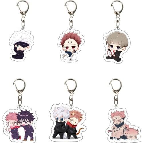 Two Sides Acrylic Keychain Anime Jujutsu Kaisen Theme Gojo Satoru Yuji Itadori Kugisaki Nobara Figure Pendant Keyring Jewelry