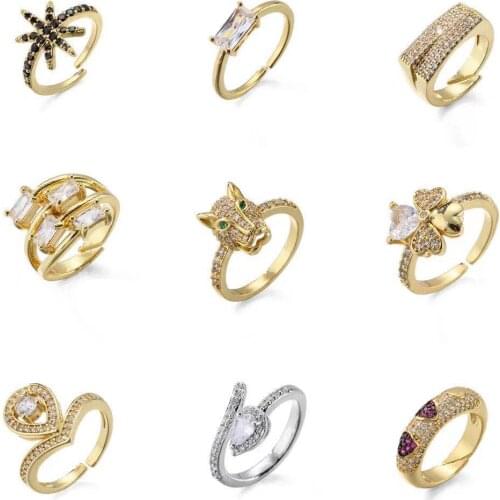 HECHENG,Fashion New ,cz Geometric Gold Color Rings, For Women Wedding Party Jewelry Gift