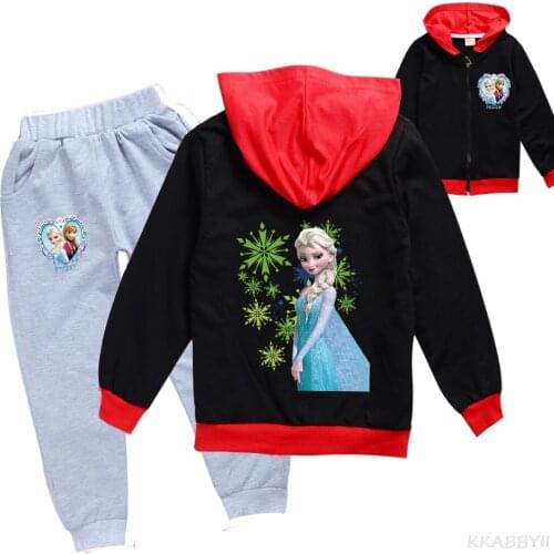 Frozen Autumn Children Kids Disney Hoodies + Pants Set Sweatshirt Hoody Boys Girls Outerwear Coat Trousers Clothing