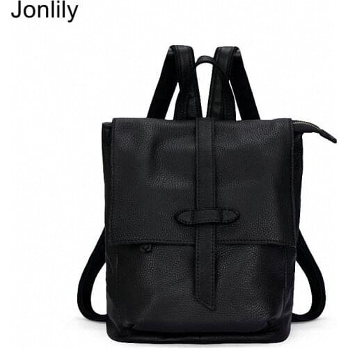 Jonlily Women Genuine Leather Backpack Female Simple Fashion Daypack Elegant Shoulder Bag Casual Purse -KG435