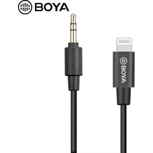 BOYA BY-K1 3.5mm TRS to Lighting Adapter Cable for iPhone 11 Pro Xs Max Xr 8 Plus Connect to Camera Microphone BY-WM4 BY-WM8 Pro