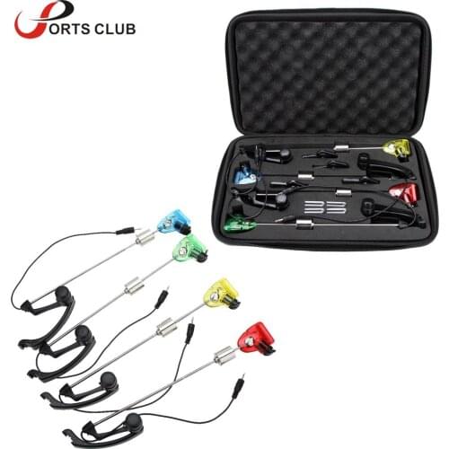 Lixada 4Pcs/lot LED Carp Fishing Swinger Fishing Bite Alarm Alert Set Stainless Steel with Case Illuminated Swinger for Pesca