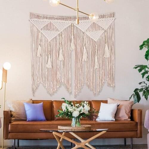 Macrame Wall Hanging Boho Chic Woven Tapestry Large Wall Decor Curtain Bohemian Wall Art Decor for Home Apartment