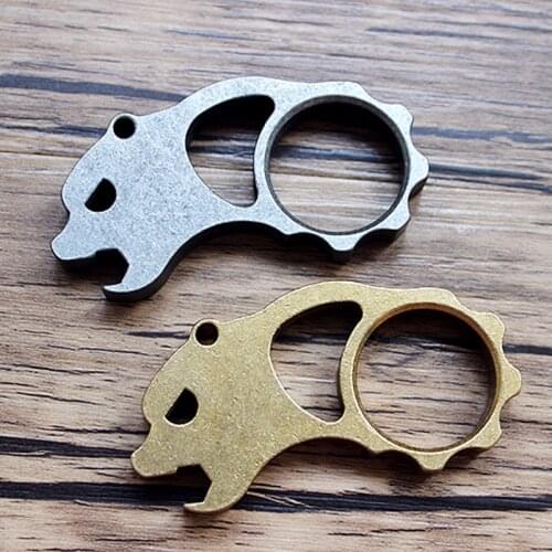 Bear Brass Multi-function Bottle Opener Keychain Pendant Titanium Outdoor Tool