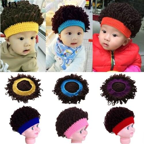 Novelty Kids Baby Toddlers Wig Hat Party Cosplay Accessories Photography Props Boys Winter Afro Wig Cap Knitted Hair Curly Cap