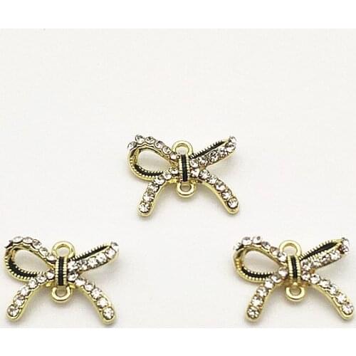 New Arrival! 13x17mm 50pcs Rhinestone Bow shape Connector for Handmade Necklace/Earring DIY Parts,Jewelry Accessories Findings