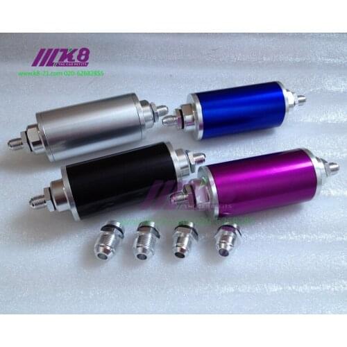 44mm New Fuel filter with 2pcs AN6 and 2pcs AN8 adaptor fittings with 60micron steel element
