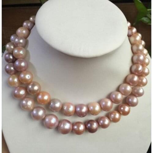 Single strands 12-15mm south sea round multicolor pearl necklace 38" shipping free