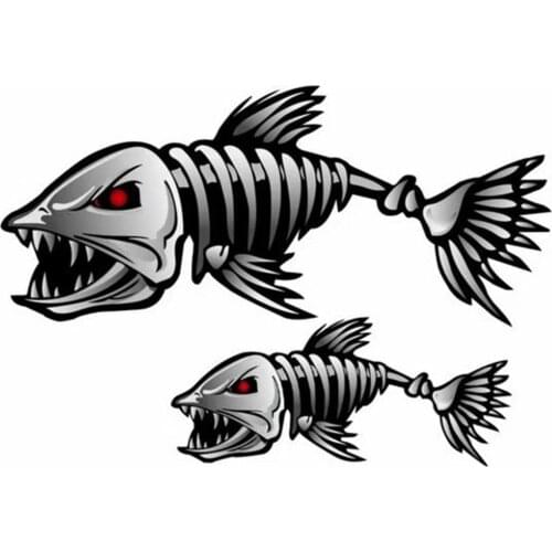 Pair 3D Car Accessories Car Styling High Quality Car Sticker Cartoon Animals Go Fish Window Body Decal Sticker Skeleton Shark