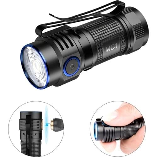 Trustfire MC1 Rechargeable LED EDC Flashlight 1000 Lumens Cree Magnetic 2A Fast Charging Torch Light with Magnet Lantern