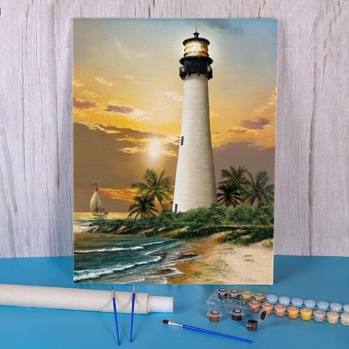 Landscape Sunset Coloring By Numbers Painting Package Acrylic Paints 40*50 Paiting By Numbers Wall Paintings Handicraft