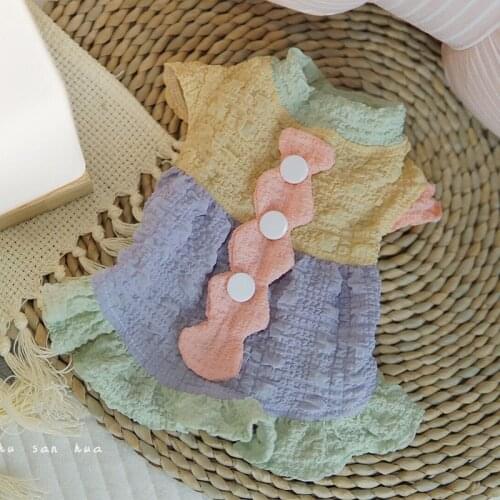 Candy Colors Dress Pet Dog Clothes Patchwork Skirt Clothing Dogs Super Small Costume Breathable Chihuahua Summer Girl Mascotas