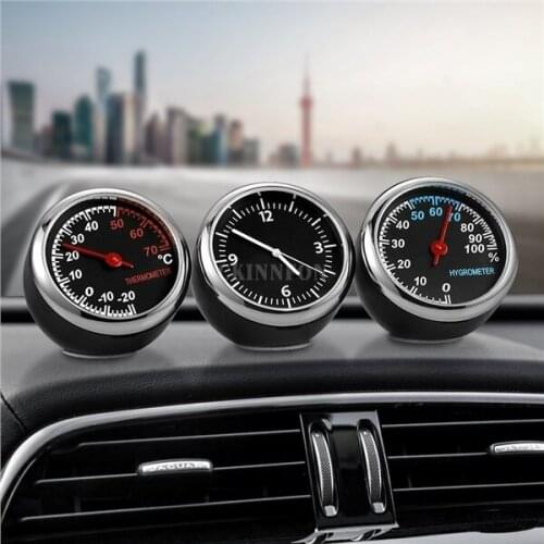 20Set 3Pcs/Set Car 4cm Quartz Hygrometer Time Clock + Temperature Thermometer + Moisture Meter