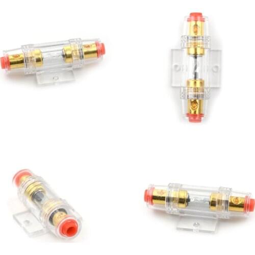 1 PCS 60A 4 Gold Plated Fuse Holder Block Audio In Line AMP Amplifier Cable AGU For Car Vehicle