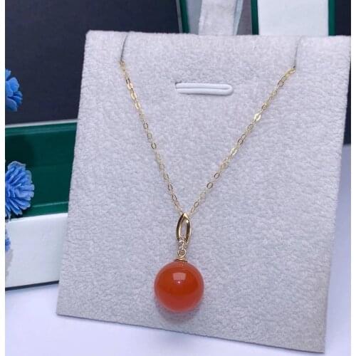 Shilovem 18K yellow Gold real Natural south Red agate pendants no necklace fine plant Jewelry gift plant mymz10.5-1155661nh