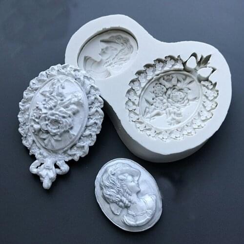 Silica Gel Silicone Molds Palace Lady Inlaid Flower Pendant Portrait Cake Molds Chocolate Mold Clay Mould PRZY Eco-friendly