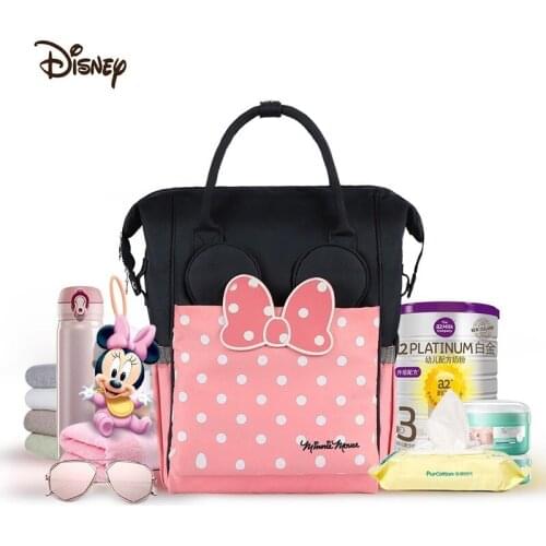 Disney Minnie Diaper Bag Mommy Bag Multifunctional Large Capacity Thermal Insulation Shoulder Portable Fashion Going Out Mom Bag