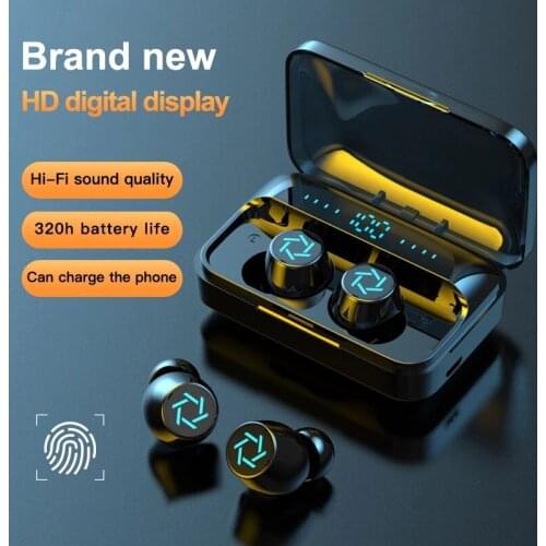 S15 Bluetooth 5.0 TWS Wireless Earphones IPX7 HIFI 3D Stereo Wireless LED Display Earbuds 2200mAh As Power Bank Gaming Headset