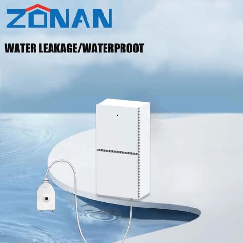 Zonan Tuya Wifi Water Leakage Sensor Apps Control Detector Wiring Smart Home Waterproof Water Leak Burglar Alarm System